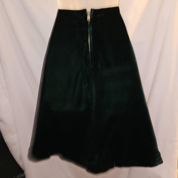 NWT M Retro rockabilly GREEN SILK VELVET Rare Skirt - Picture 4 of 16